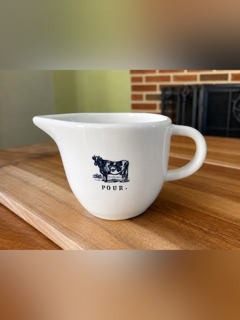 Farmhouse Creamer Pitcher – “POUR” Cow Design Rustic Kitchen Deco